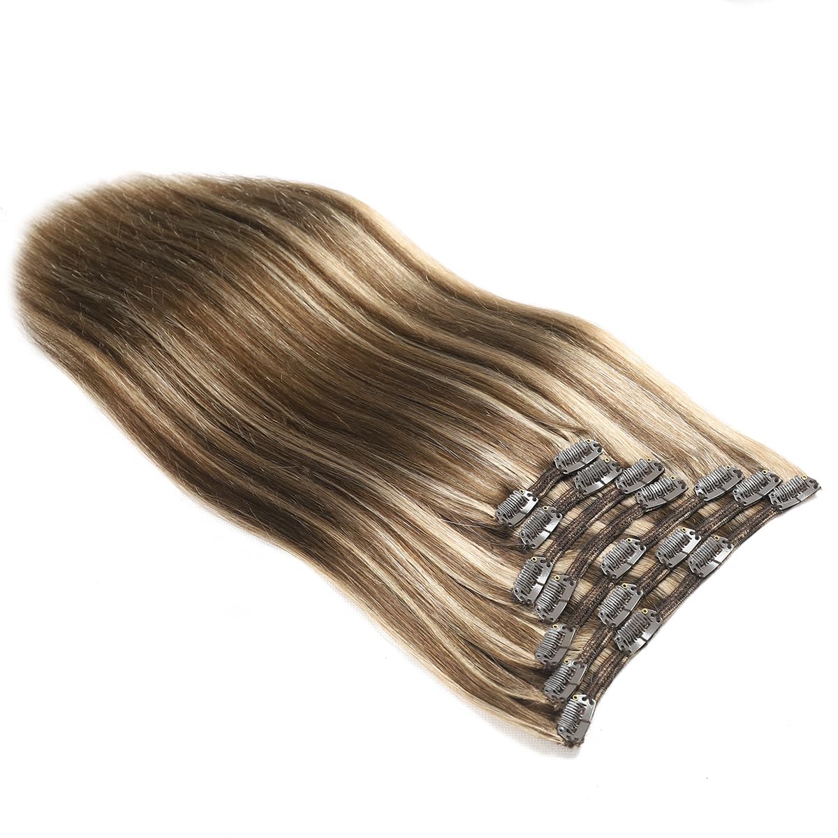 Silky Straight Clip-in Remy Human Hair Extensions for Women - 18 Inch Natural Black Hair Weft for Length & Volume - Perfect for Parties, Weddings & Daily Styling
