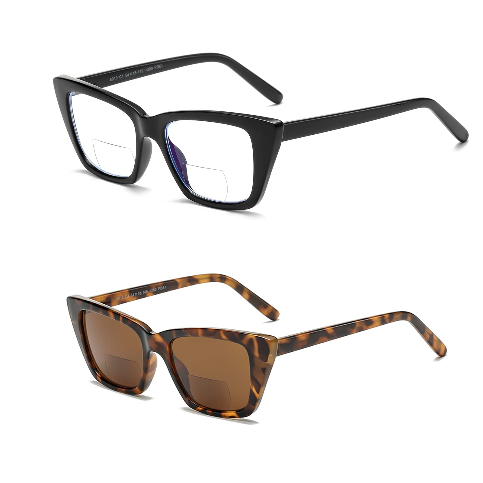 Bifocal Reading Glasses for Women - Oversized Cat Eye Blue Light Blocking Computer Glasses, Stylish Lightweight Fashion Eyewear for Reading, Office Work & Screen Time