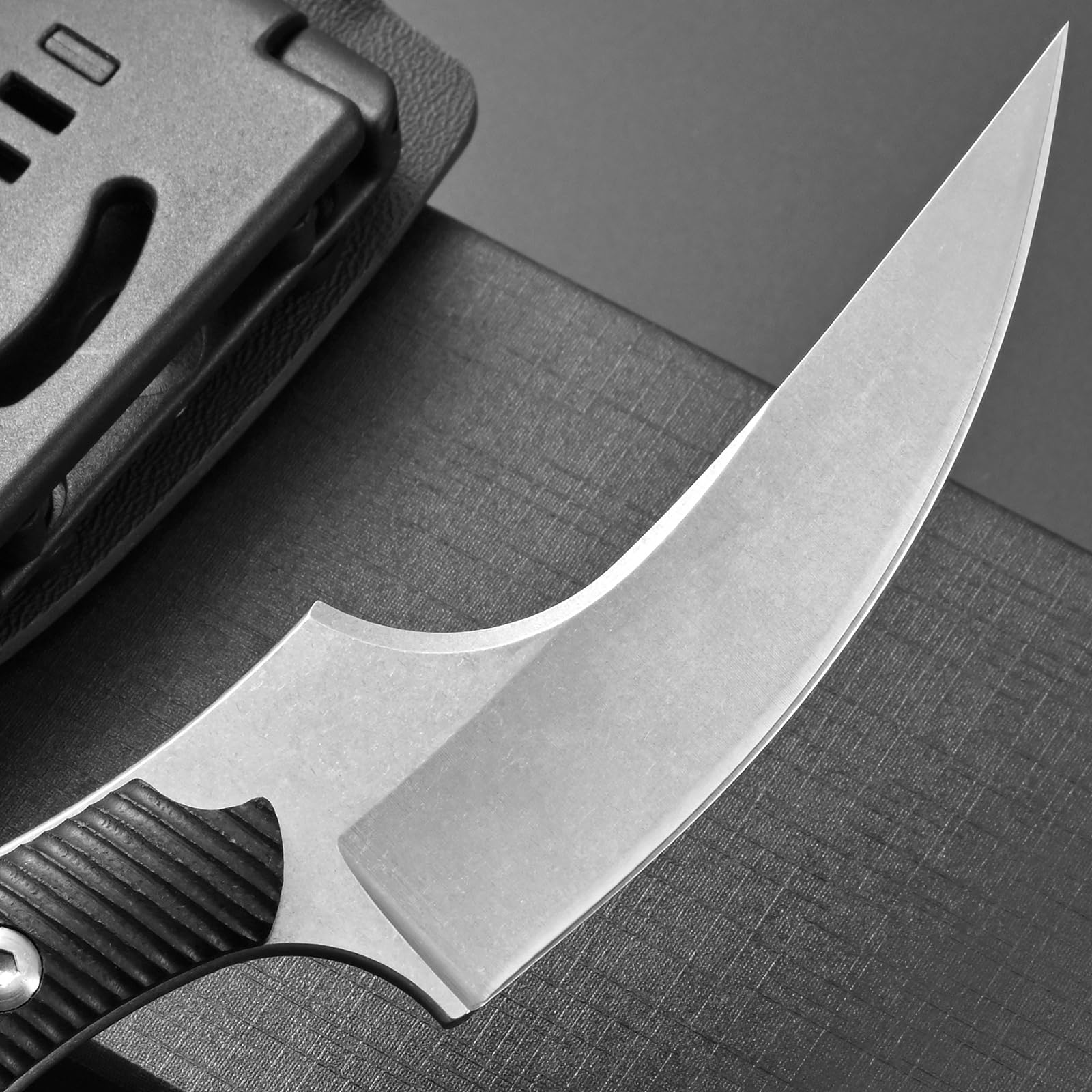 Ccanku C1490 8-Inch Fixed Blade Knife - D2 Steel Claw Knife with G10 Handle - Survival & Bushcraft Outdoor EDC Knife - Includes K-Sheath (Silver) - Perfect for Camping, Hunting, and Tactical Use