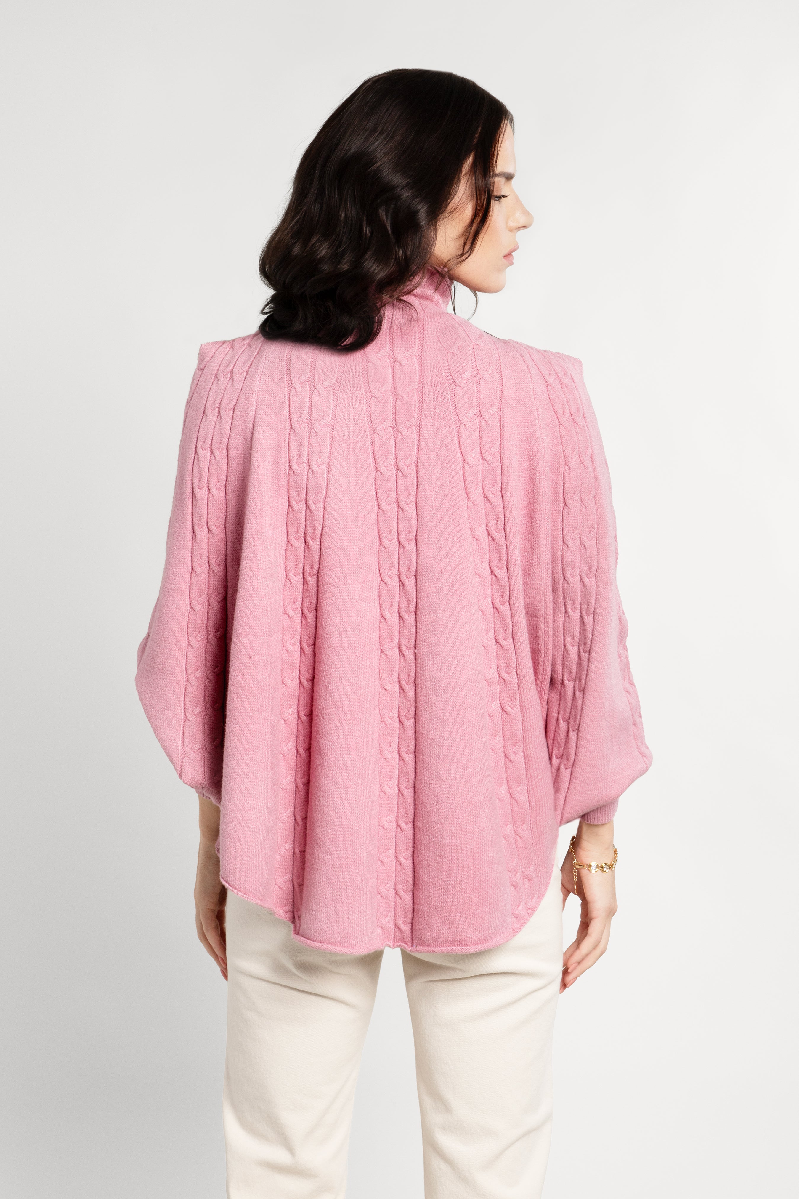 Women's Chunky Cable Knit Turtleneck Poncho Sweater - Cozy Winter Pullover for Casual Outfits & Holiday Gatherings
