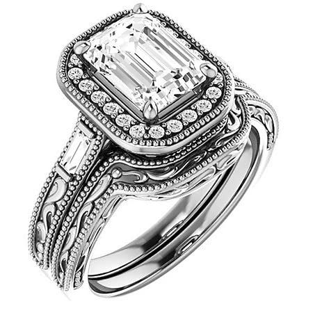 4 CT Emerald Colorless Moissanite Engagement Ring Set for Women - Sterling Silver Solitaire Bridal Wedding Ring - Anniversary Promise Gift for Her - Perfect for Proposals, Weddings & Special Occasions