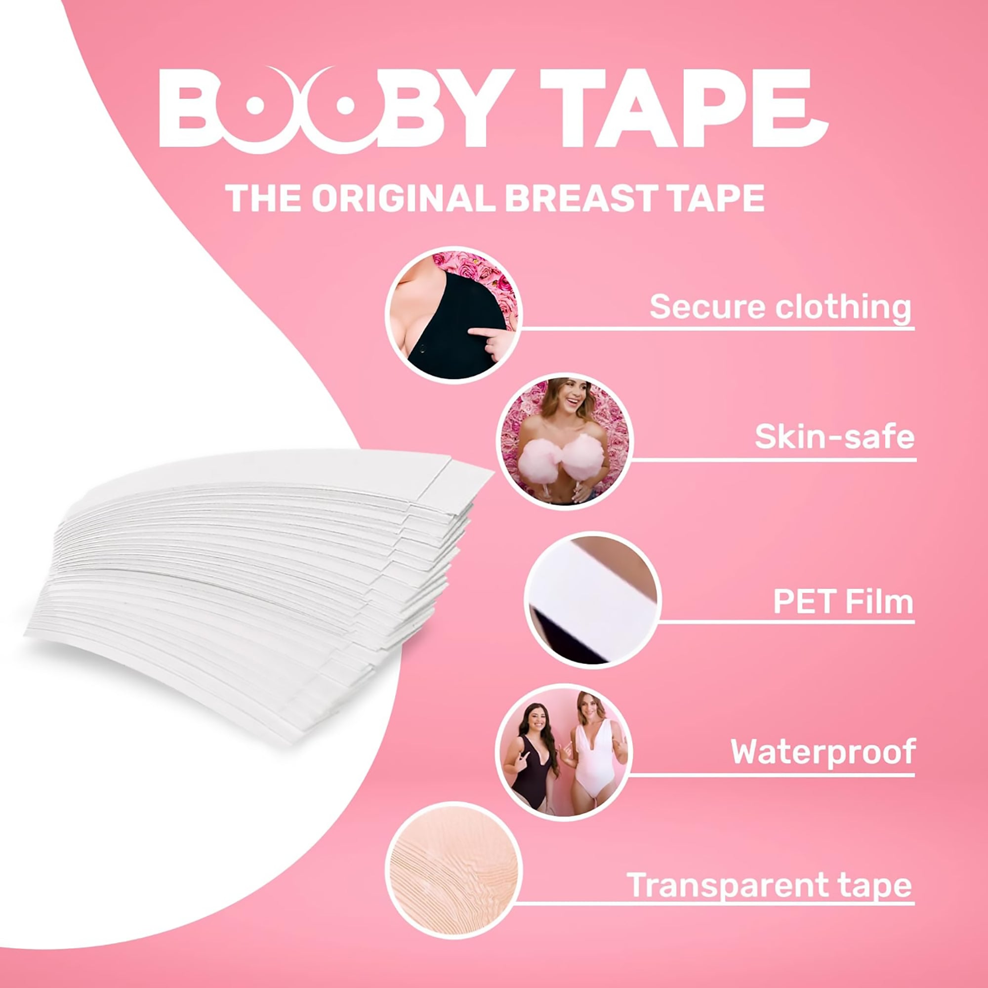 Booby Tape Double Sided Breast Tape for Women - Invisible Lift & Support for Dresses, Backless Outfits & Swimwear