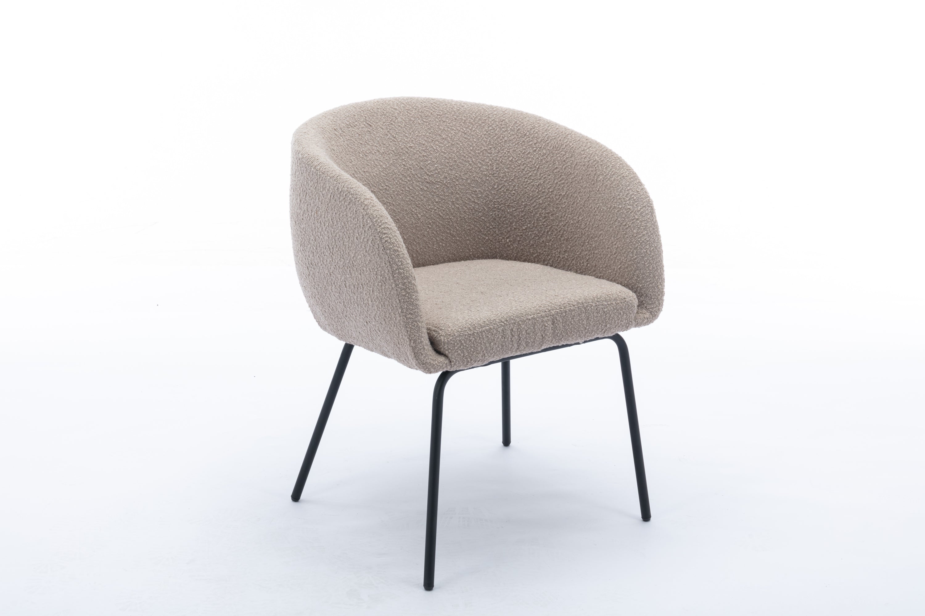 039 Set of 1 Boucle Fabric Dining Chair With Black Metal Legs - Modern Upholstered Accent Chair for Dining Room, Kitchen, Office or Living Room