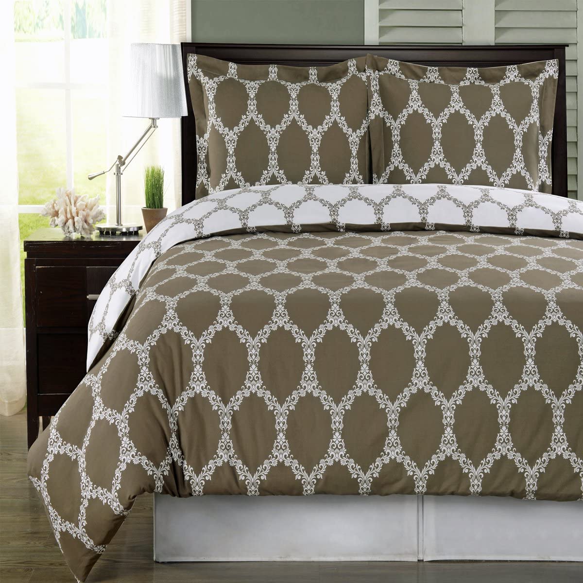 Royal Hotel Bedding Brooksfield 4-Piece Comforter Set - 100% Cotton 300 Thread Count Full/Queen Size, Beige Taupe - Luxury Bedding for Hotels, Guest Rooms & Master Bedrooms