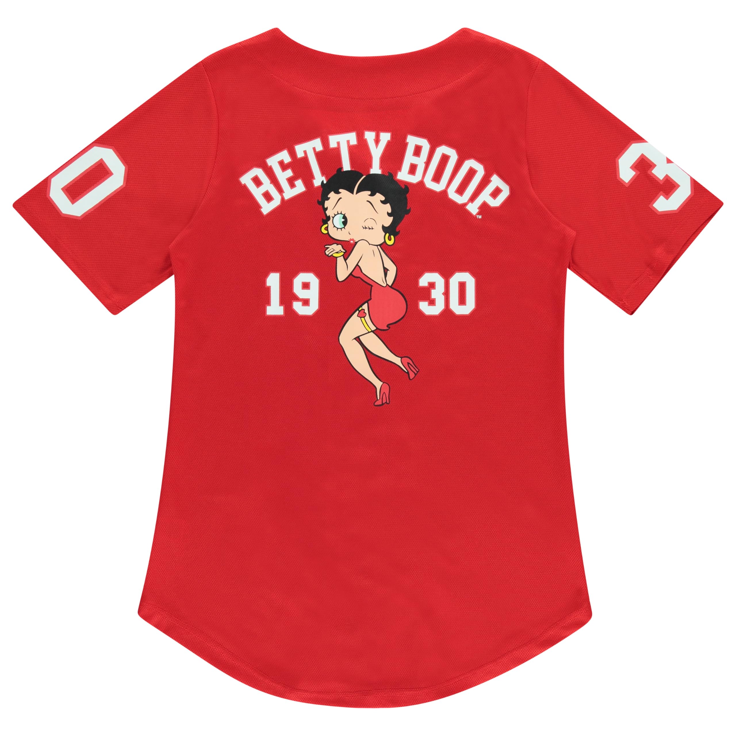 Vintage Betty Boop Ladies Baseball Jersey - Bonnie, Margie & Mae Mesh Button Down Shirt for Women | Retro Fashion, Casual Wear & Costume Parties