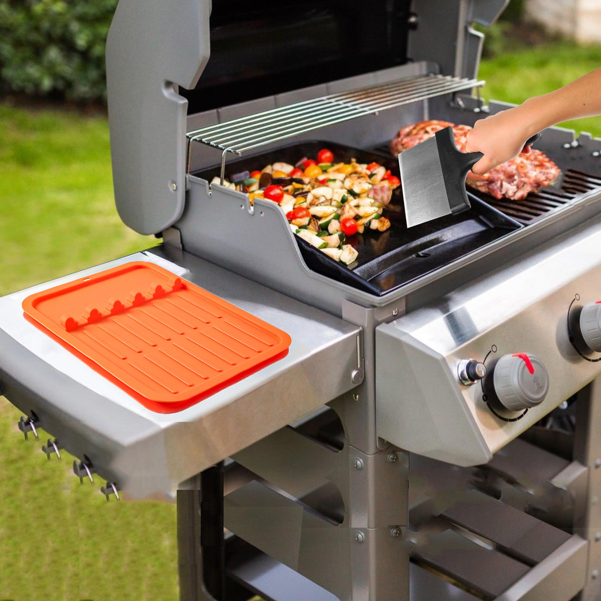 Upgraded 20-Piece Blackstone Griddle Cleaning Kit - Flat Top Grill Accessories Set with Scraper, Heat-Resistant Silicone Spatula Mat, Grill Stone & Brush - Perfect for Outdoor Cooking & Backyard BBQs
