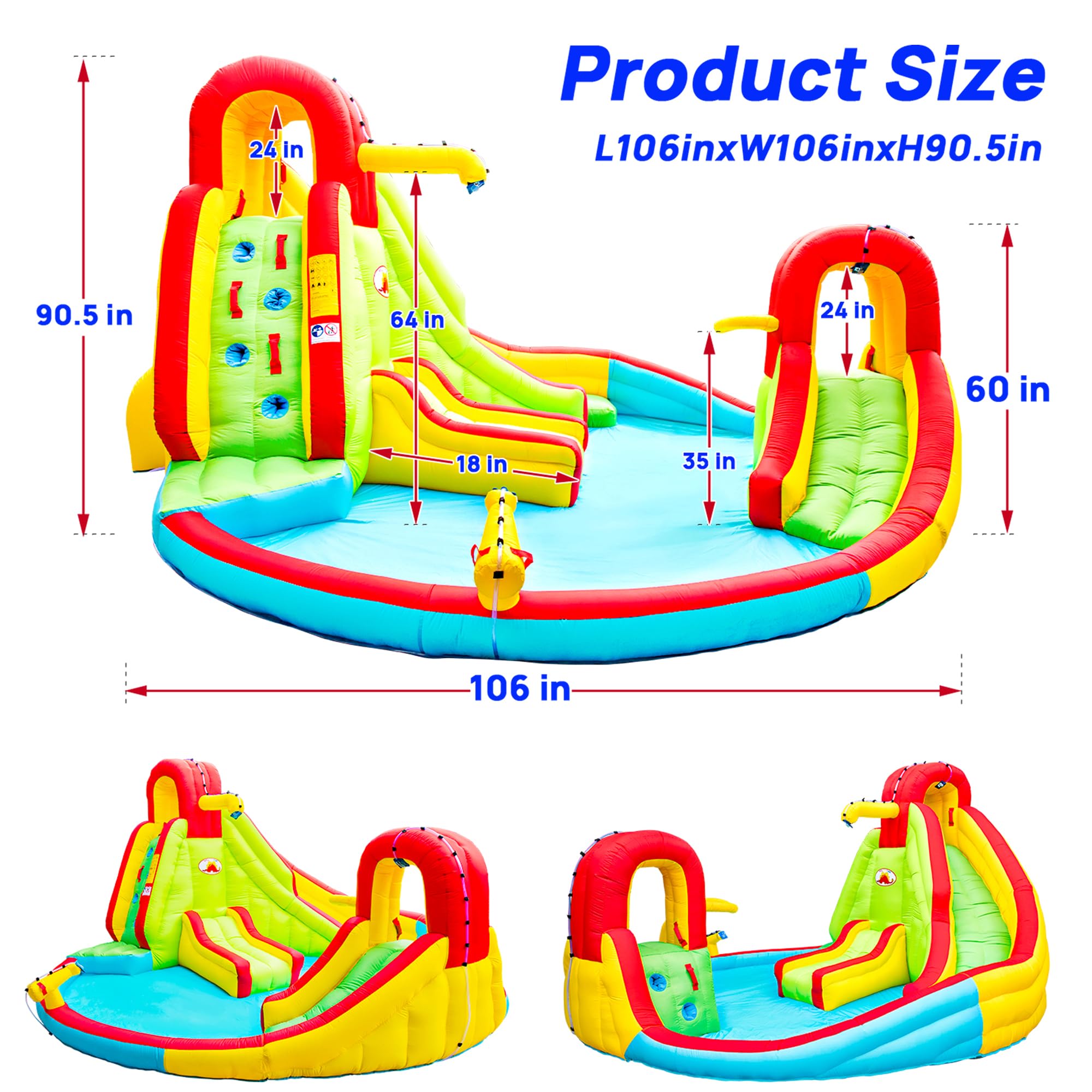 Best Heavy Duty Inflatable Water Slide Park with Double Slides & Climbing Wall | Outdoor Bounce House with Fountain & Air Blower Included | Perfect for Backyard Parties, Summer Fun & Kids Birthday Celebrations