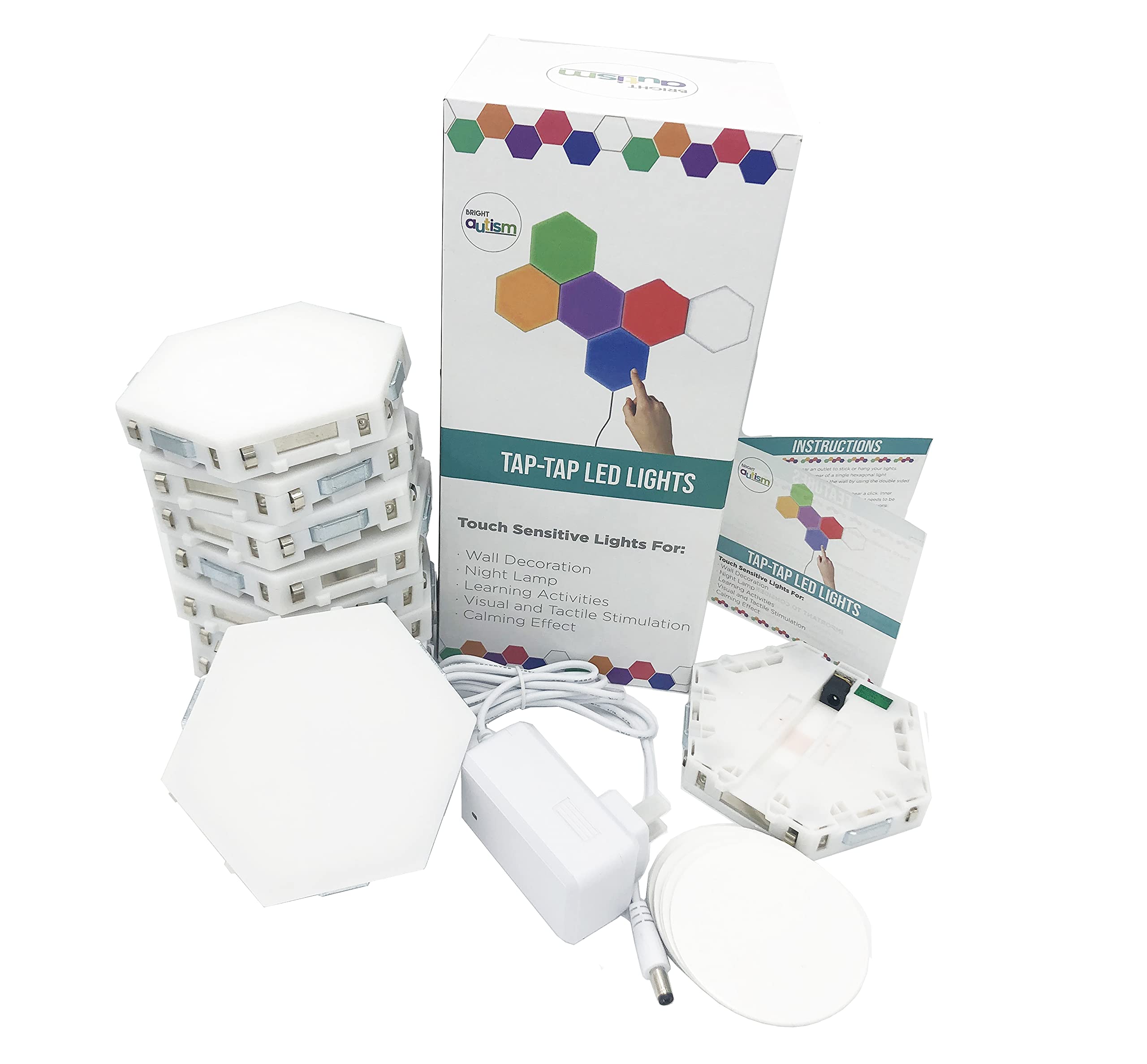 Bright Autism Tap-Tap Touch Sensory Lights - Dimmable LED Therapy Lights for Kids with Autism, ADHD & Sensory Needs | Visual & Tactile Stimulation for Calming & Learning | Perfect for Bedrooms, Classrooms & Therapy Rooms (6-Piece Set)