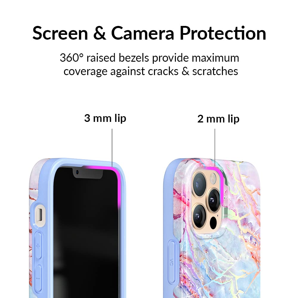 VELVET CAVIAR iPhone 13 Pro Case for Women - 10ft Drop Tested, MagSafe Compatible, Cute Magnetic Phone Cover with Protective Microfiber Lining (Holographic Blue Marble) | Perfect for Everyday Use, Work, Travel & Style Protection