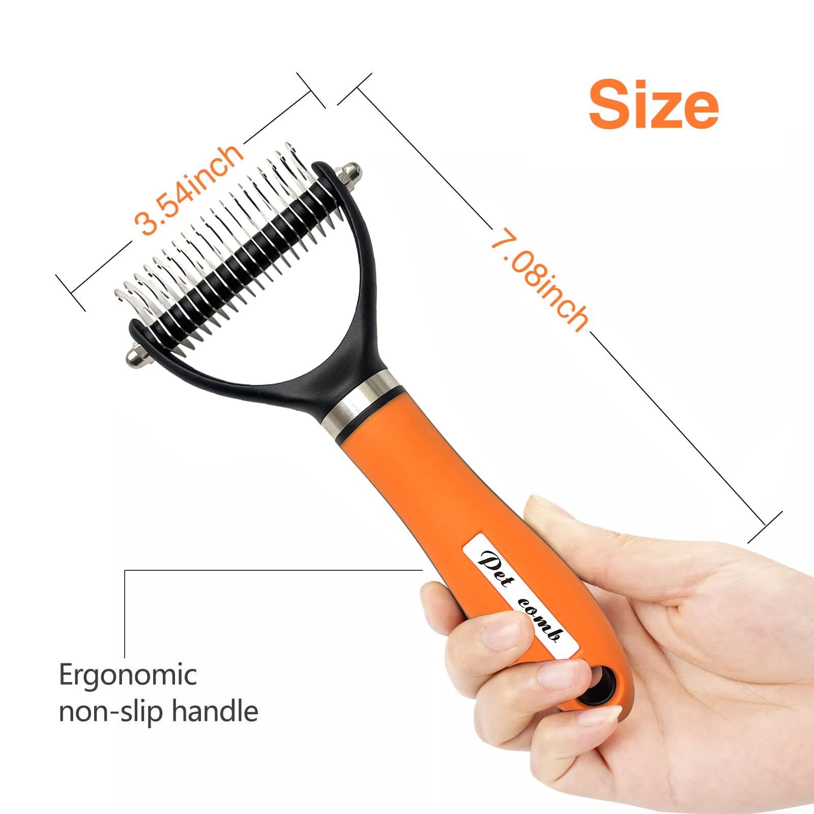 Best Dog Brush for Shedding Control - Gentle Deshedding Tool for Long Haired Dogs - Orange Pet Grooming Kit - Perfect for Daily Brushing & Coat Maintenance at Home