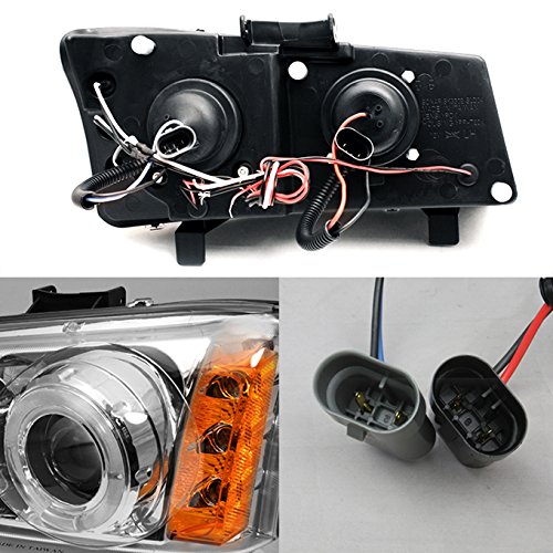 AKKON Chrome Clear Dual Halo Ring LED Projector Headlights for Chevy Silverado & Avalanche Pickup Trucks - High Performance Replacement Headlights for Night Driving & Off-Road Adventures