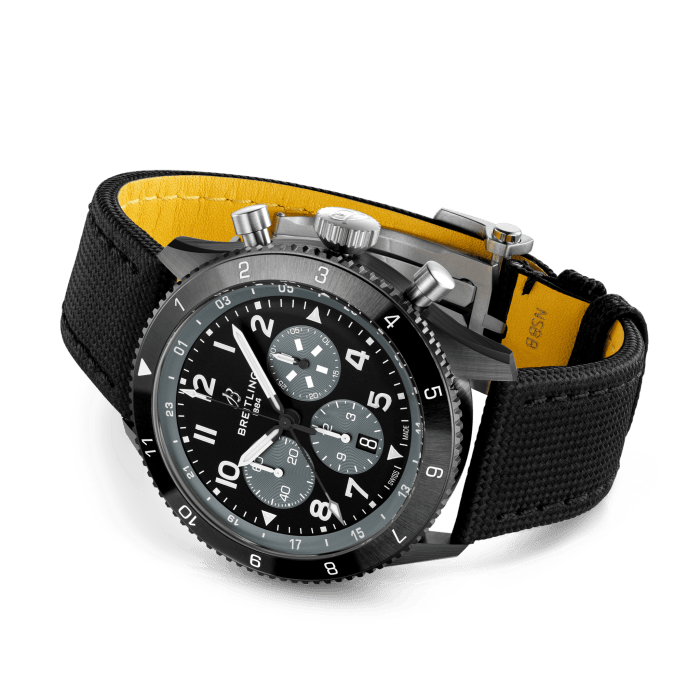 Breitling AVI B04 Chronograph GMT 46mm Black Ceramic Men's Luxury Watch for Aviation, Travel & Business Professionals