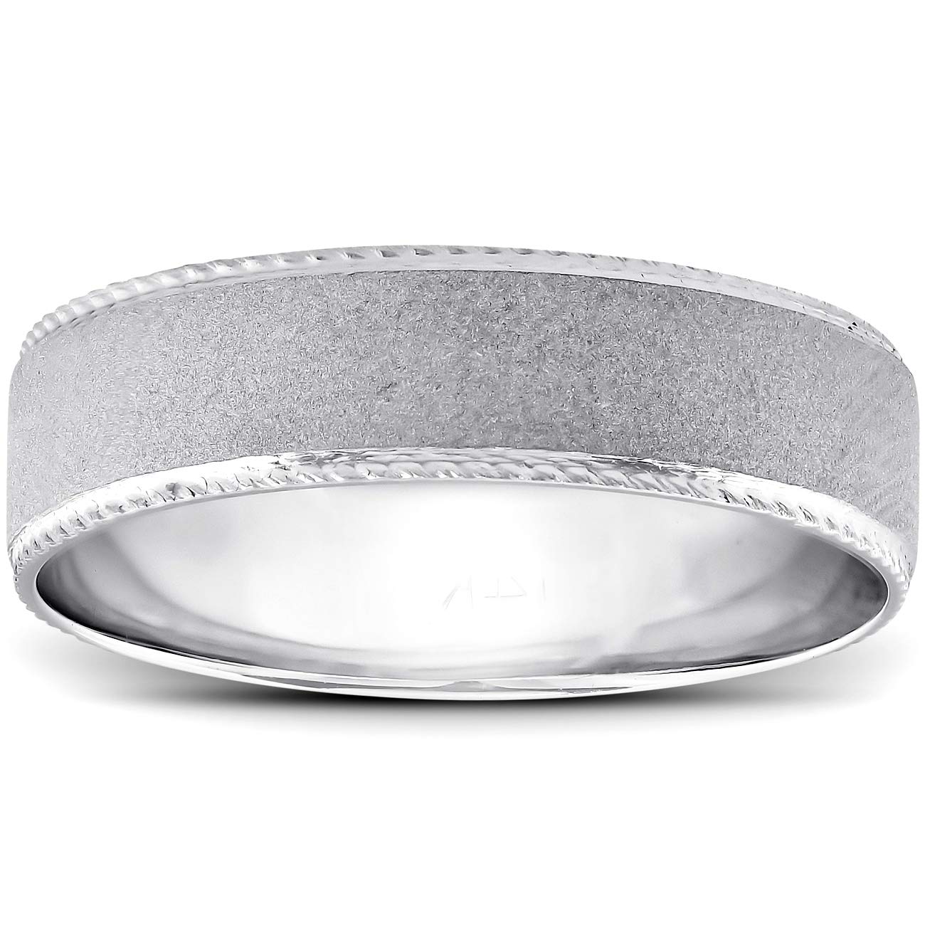 14K White Gold Hand Braided Flat Brushed Wedding Band for Men - Perfect for Engagement, Anniversary & Special Occasions