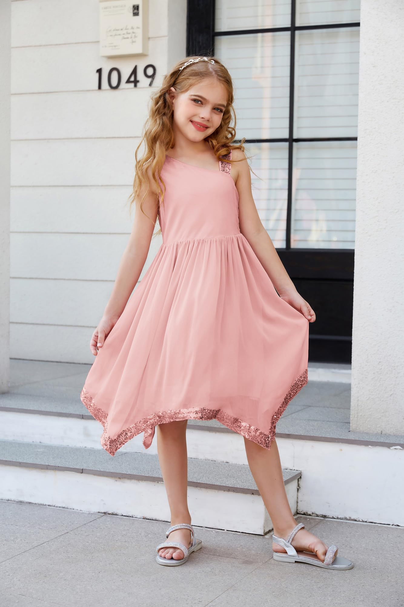 GRACE KARIN Girls One Shoulder Party Dress for Summer - Formal Birthday Midi Dress for Kids Age 5-12 Years | Perfect for Weddings, Parties & Special Occasions