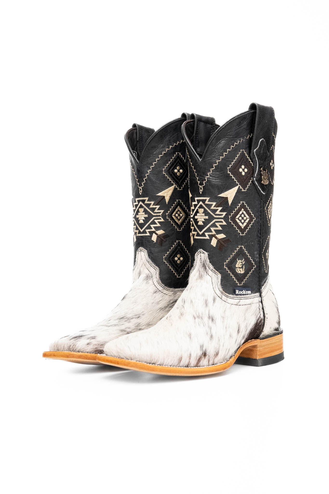 Authentic Men's Cowhide Square Toe Cowboy Boots - Size 7.5 (US) - Durable Western Style for Rodeo & Country Fashion - Perfect for Ranch Work, Line Dancing & Outdoor Adventures