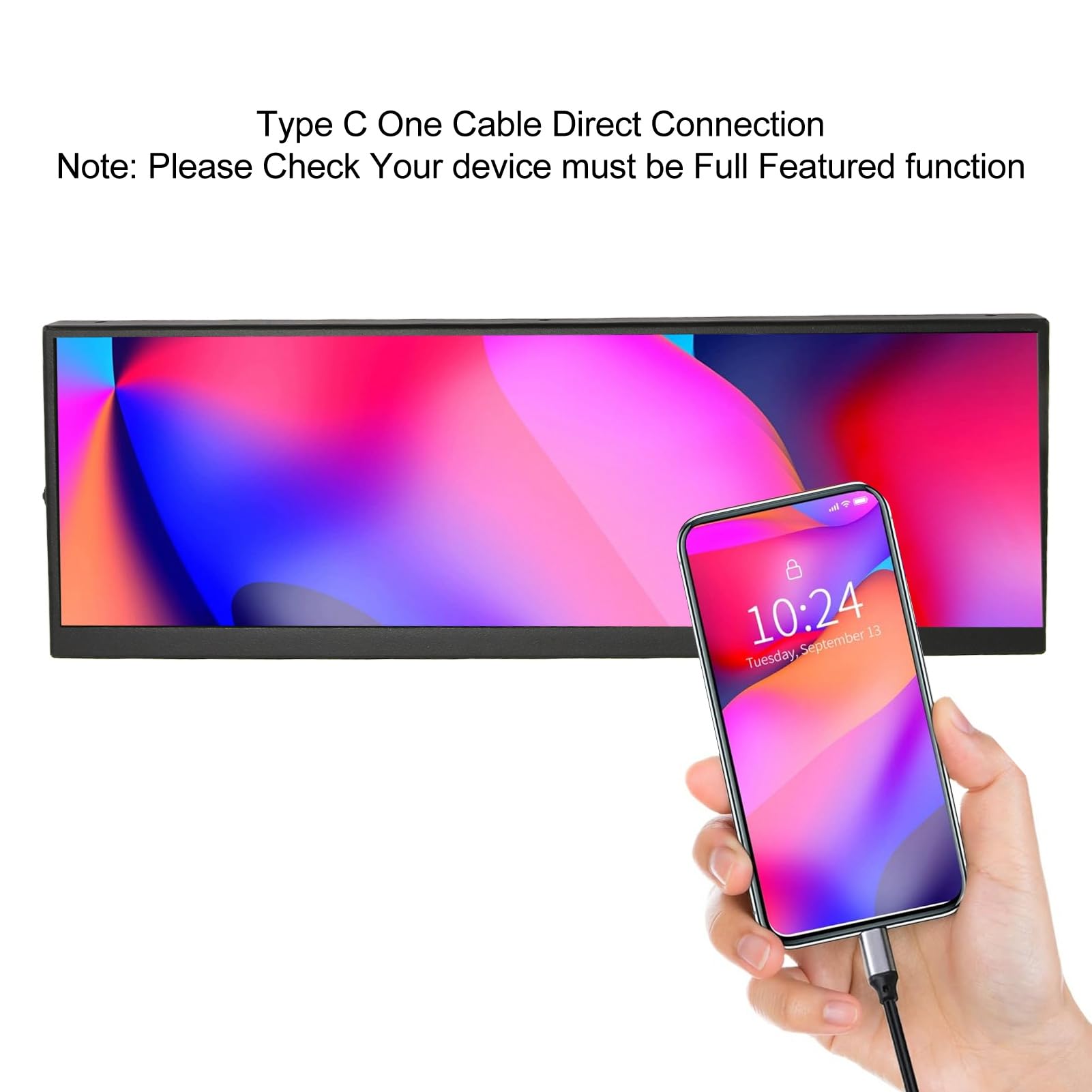 12.7 Inch Portable Monitor with Dual Speakers - 4K 120Hz HD IPS Second Screen, Mini HDMI PC Temp Monitor for CPU/GPU/RAM Data Display - Compatible with Aida64 Software - Perfect for Gaming, Office Work & Remote Monitoring