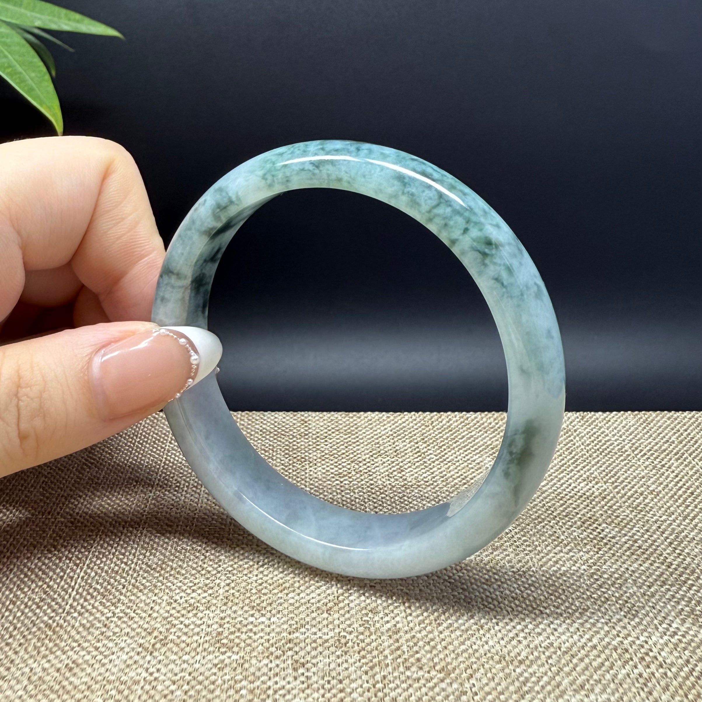 Authentic Burmese Green Jadeite Bangle Bracelet - 57.5mm Handmade Natural Jade Jewelry for Women - Perfect for Gifts, Meditation & Spiritual Healing