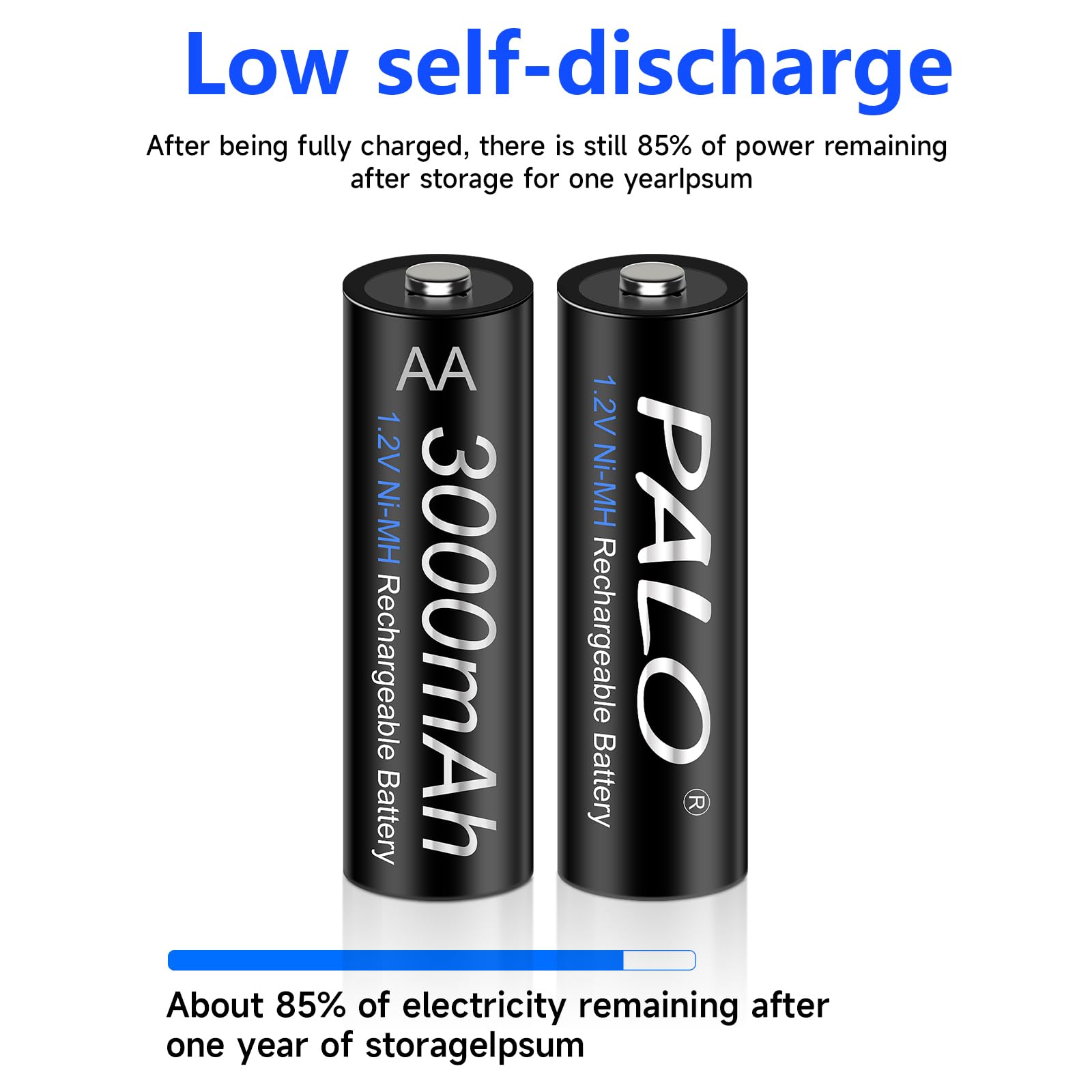 8 Pack Rechargeable AA Batteries 1.2V 3000mAh with Smart Charger - High Capacity NI-MH AA/AAA Battery Set for Cameras, Toys, Flashlights & Electronics - 8 Bay LED Indicator Charger Included