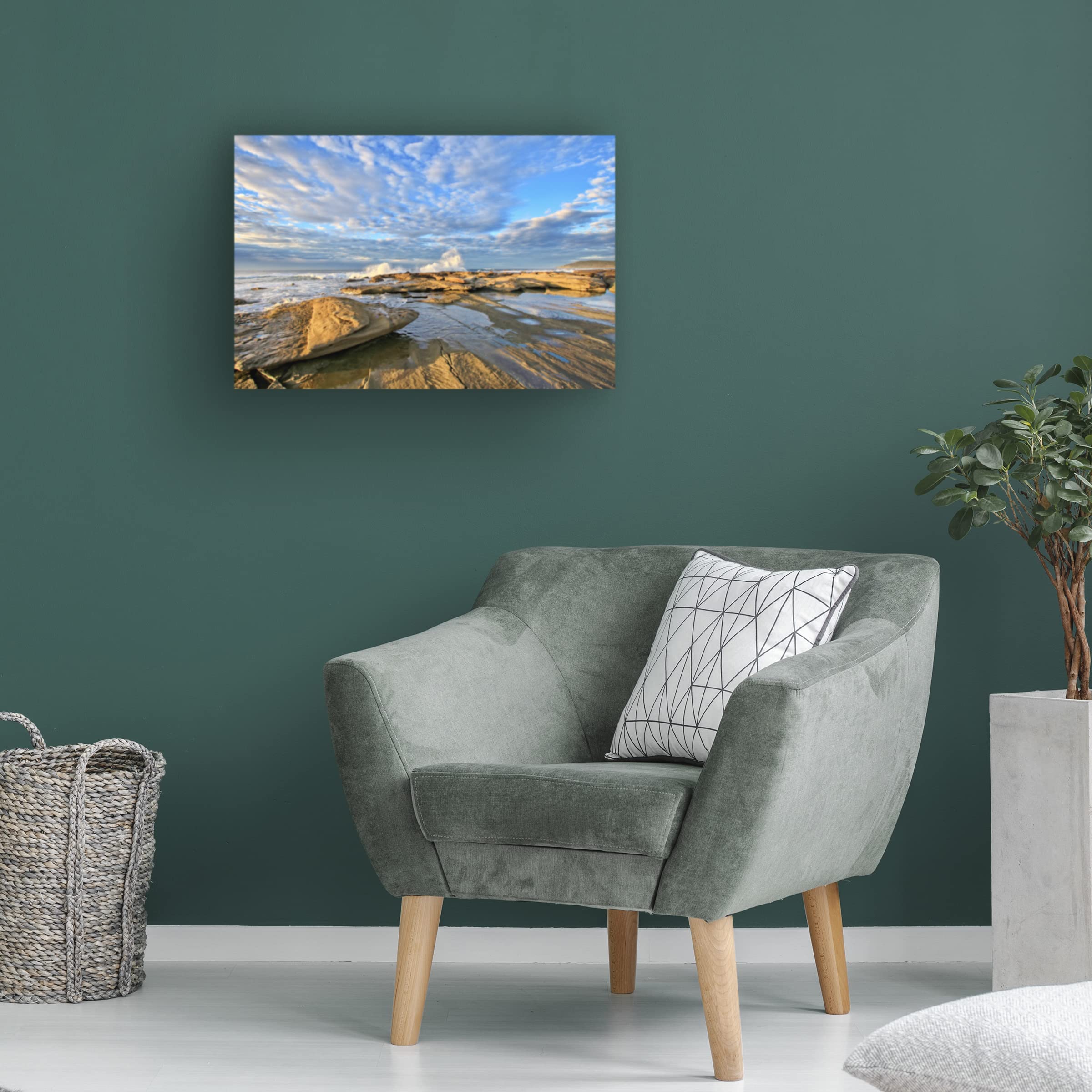 Morning Blues Canvas Wall Art by Beata Czyzowska Young - Modern Abstract Painting for Living Room, Bedroom & Office Decor - Handmade Gallery Wrapped Ready to Hang