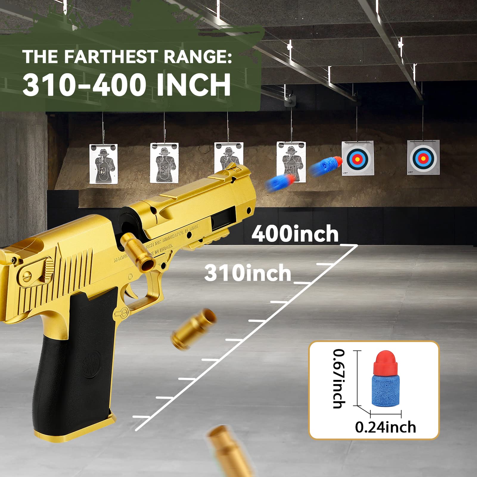 Soft Bullet Toy Gun with Shell Ejecting & 40 EVA Foam Darts - Safe Foam Blaster for Kids, Shooting Game Toy for Boys & Girls Ages 14+ | Outdoor Play, Nerf Battle, Birthday Gifts & STEM Education