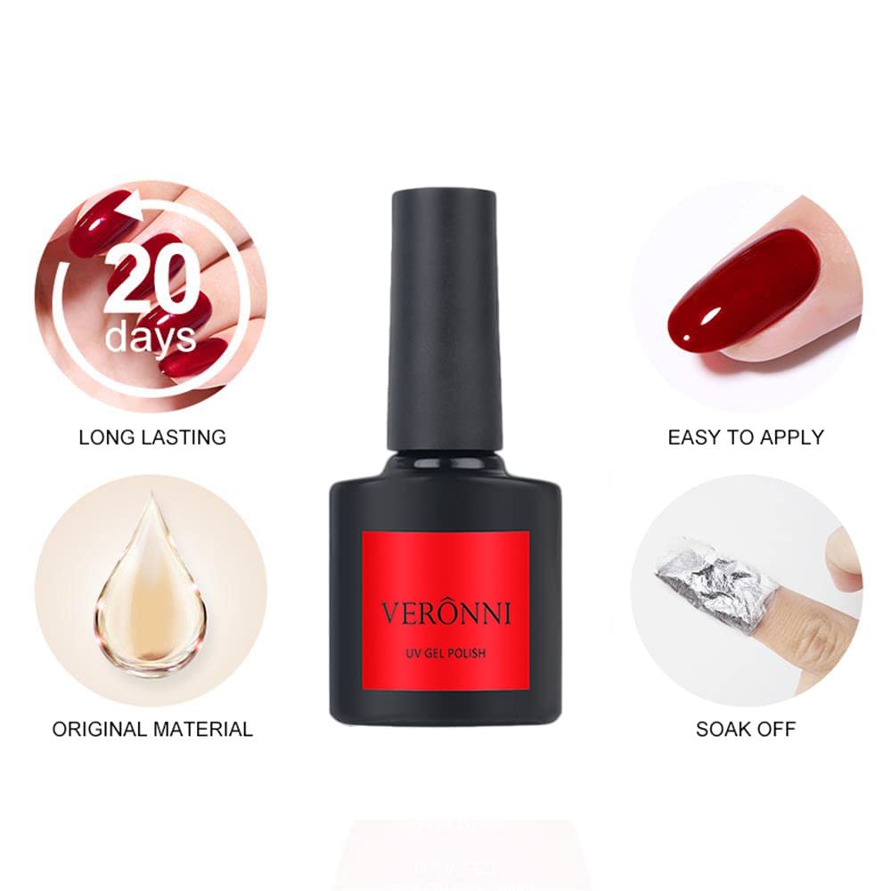 VERONNI Glitter Reflective Nail Gel Polish - Diamond Sparkly Shiny UV LED Gel for Nail Art, Gold Glitter Soak Off Manicure (05) | Perfect for Parties, Weddings & Special Occasions