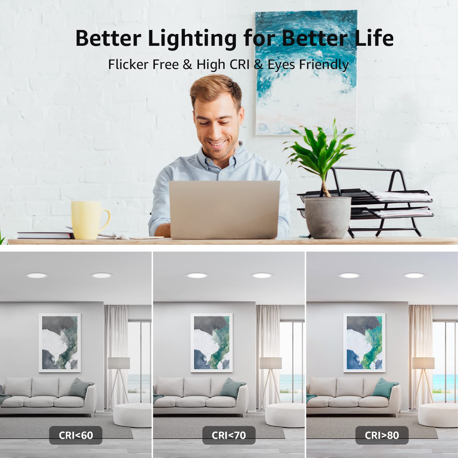 Lepro 4 Inch 12 Pack Dimmable LED Recessed Lights - 10W Slim Downlight with Junction Box, 750LM 5000K Daylight, Energy Star Certified - Perfect for Kitchen, Living Room, Bedroom, and Office Lighting