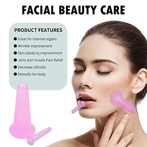 Dr. Pen 4-Piece Silicone Facial Cupping Set - Anti-Aging Massage Cups for Face, Neck, Back & Body Care - Includes 2 Small & 2 Large Pink Vacuum Therapy Tools - Perfect for Skincare Routine, Relaxation & Wrinkle Reduction