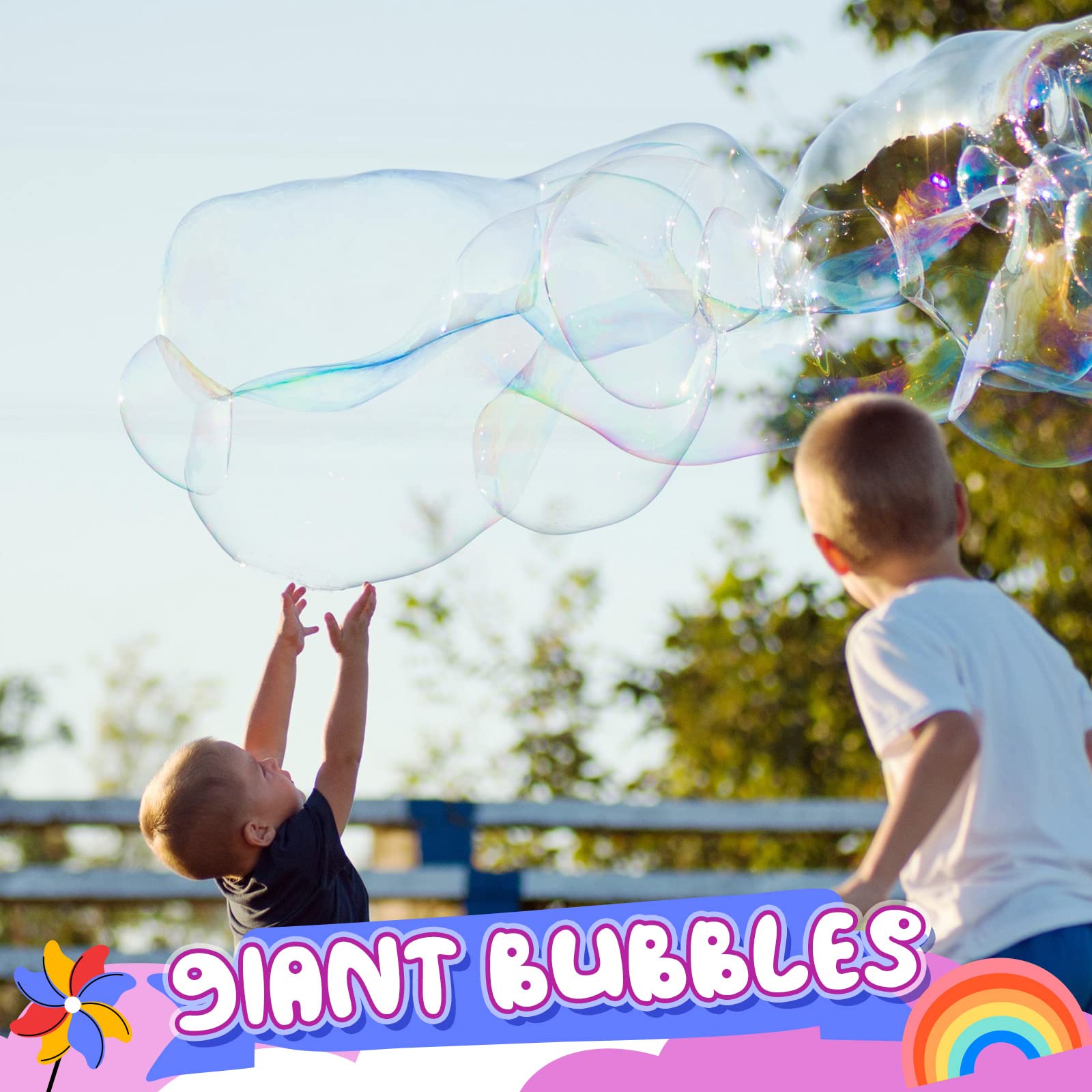Junkin 20-Pack Giant Bubble Wands Kit - Large Bubble Maker for Outdoor Summer Fun - Perfect for Kids, Parties & Backyard Games - Boys & Girls Bubble Toy Set for Parks, Beaches & Birthday Celebrations