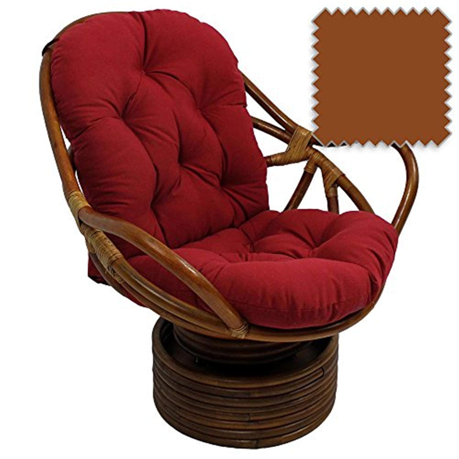 International Caravan Swivel Rocker Chair with Comfortable Twill Cushion - Perfect for Living Room, Nursery, or Patio Relaxation