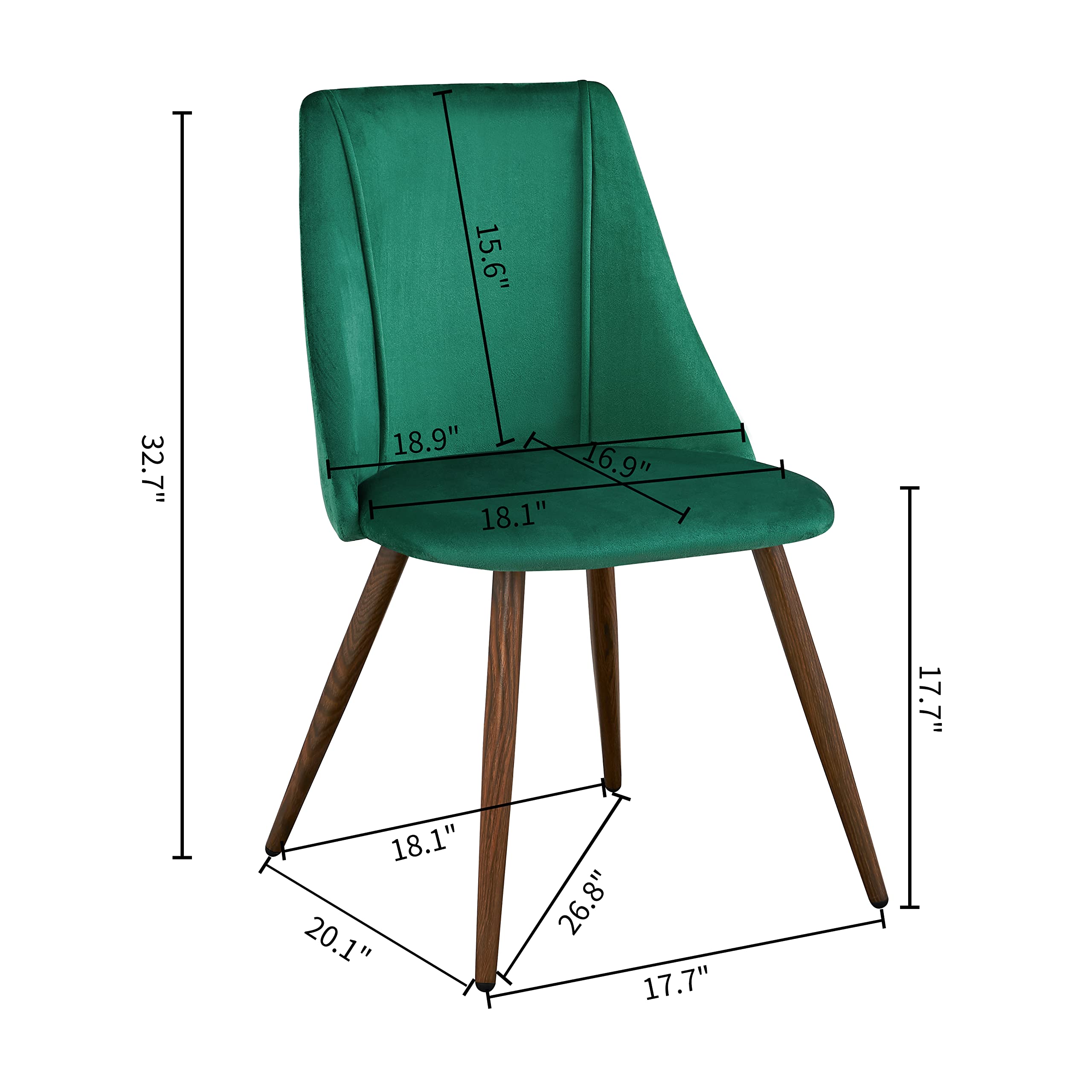 Luxury Velvet Dining Chairs Set of 2 - Modern Upholstered Kitchen Side Chairs with Soft Cushion & Sturdy Metal Legs - Elegant Accent Chairs for Home, Restaurant, or Cafe (Emerald Green, 2-Piece Set) - Perfect for Small Spaces, Breakfast Nooks & Contemporary Dining Rooms
