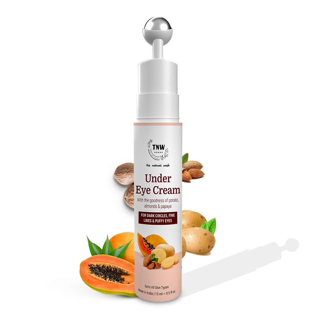 TNW THE NATURAL WASH Under Eye Cream Roll On 15ml - Dark Circle Treatment with Potato Extract, Coffee Oil & Vitamin E - Reduces Puffiness & Wrinkles for All Skin Types - Men & Women - Perfect for Morning Routine & Travel Skincare