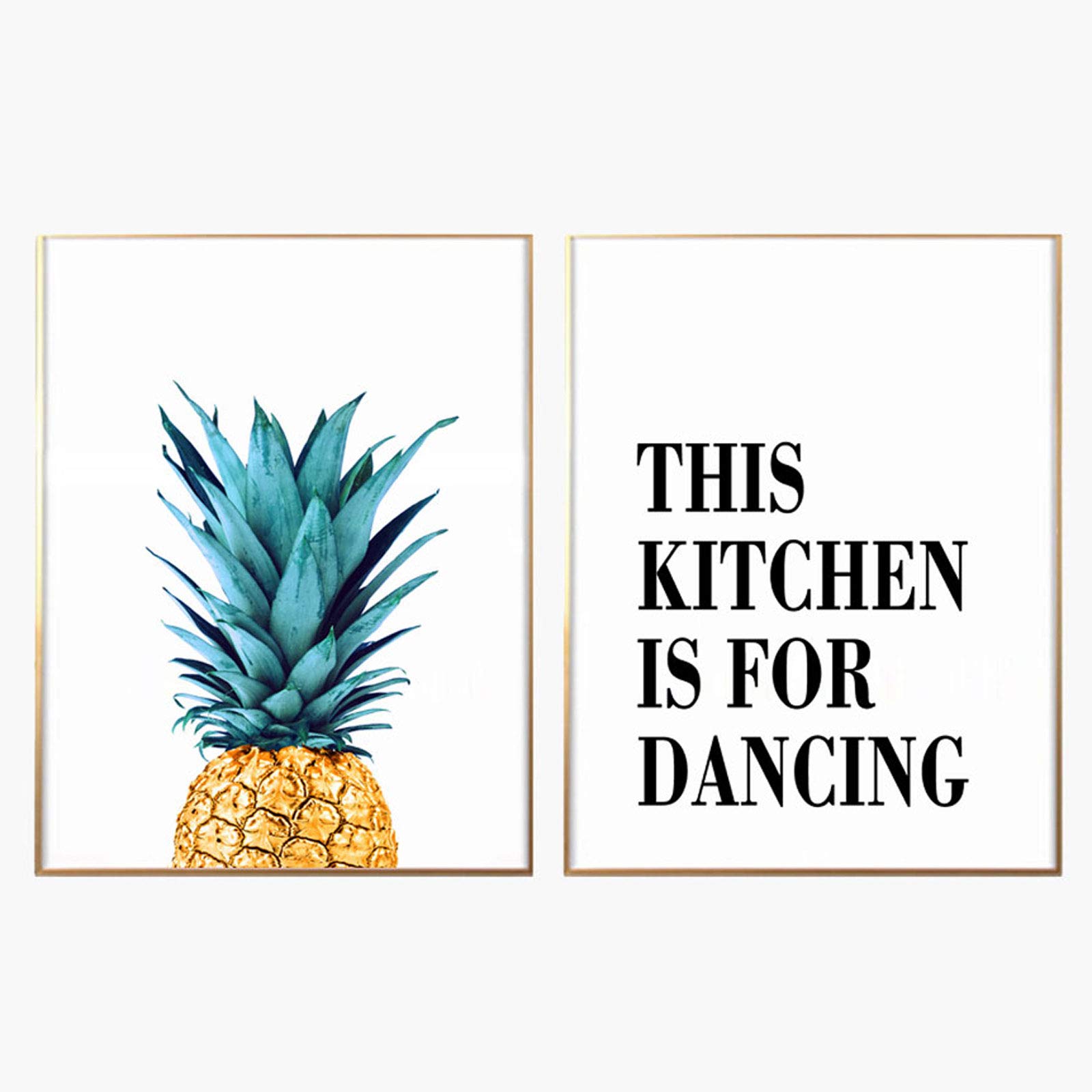 Dancing Kitchen Wall Art - Pineapple & Fruit Kitchen Prints, 11x14 Inch Unframed Set of 2, Perfect for Home Decor, Kitchen Posters & Wall Decorations | Ideal for Kitchens, Dining Rooms & Farmhouse Style Homes
