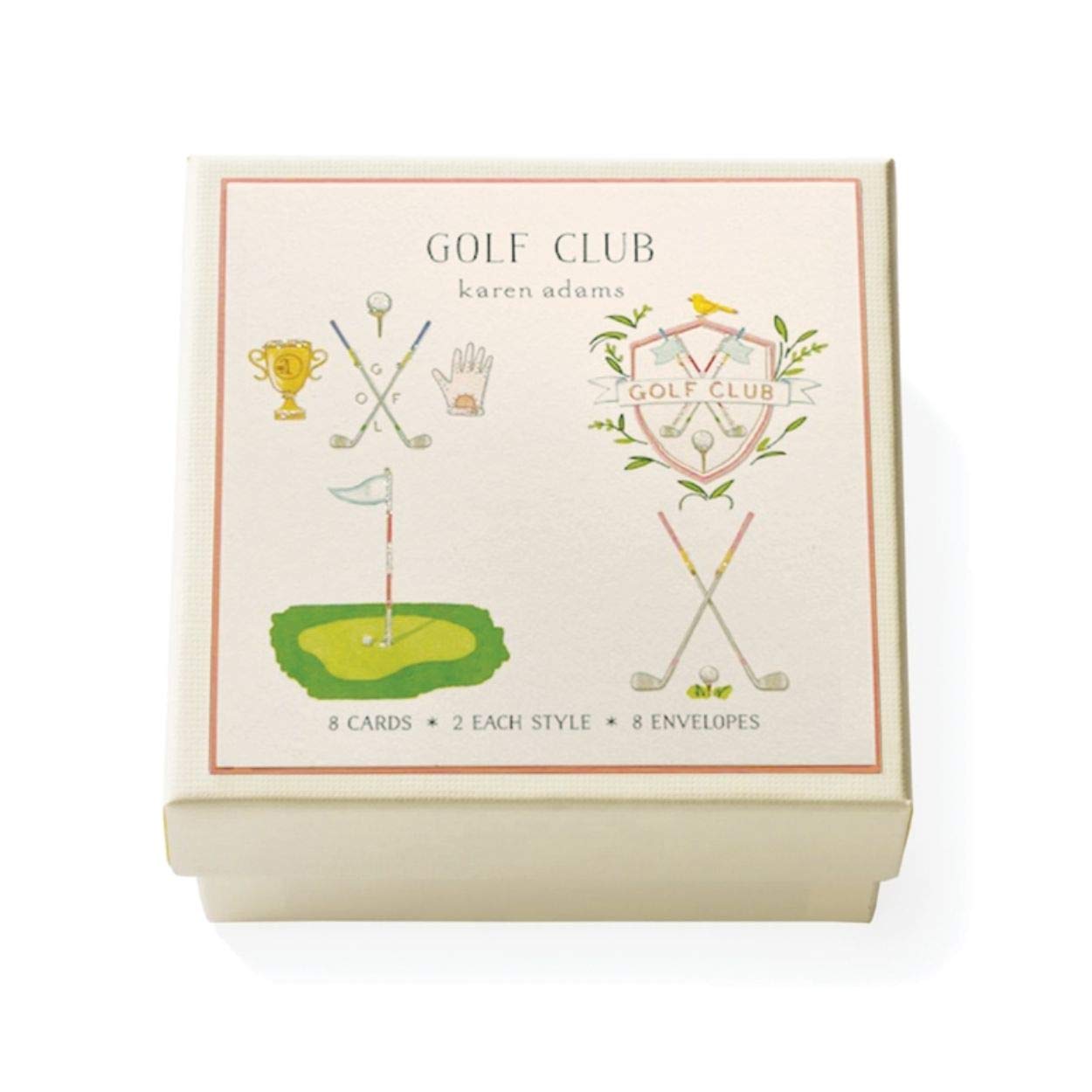 Karen Adams Golf Club Gift Card Set - 8 Assorted Greeting Cards with Envelopes | Perfect for Birthday, Thank You, Congratulations & Golf Lover Gifts | Ideal for Golf Tournaments, Father's Day & Retirement Presents