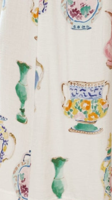 Camisha Frill Maxi Dress with Elegant Vase Print - Perfect for Summer Beach Vacations, Garden Parties & Boho Chic Outfits