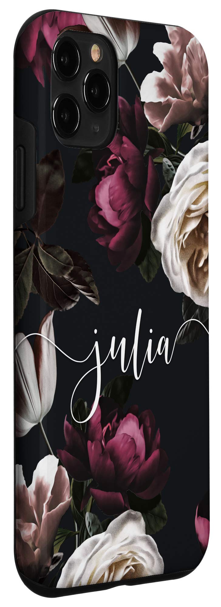 iPhone 11 Pro Case with Floral Rose & Peony Design - Personalized Name Julia - Elegant Protective Cover for Women | Perfect Gift for Birthday, Anniversary & Daily Use