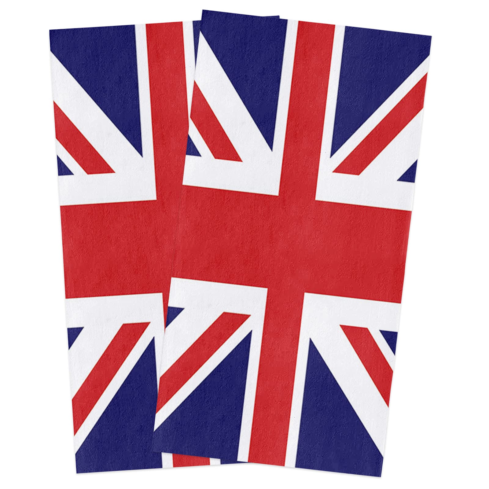 Zadaling Premium Cotton Kitchen Towels Set of 2 - 18x28 Inches Soft Absorbent Dish Cloths with England Britain London Flag Design - Multipurpose Tea Towels, Bar Towels & Hand Towels for Kitchen, Bathroom & Dining Use
