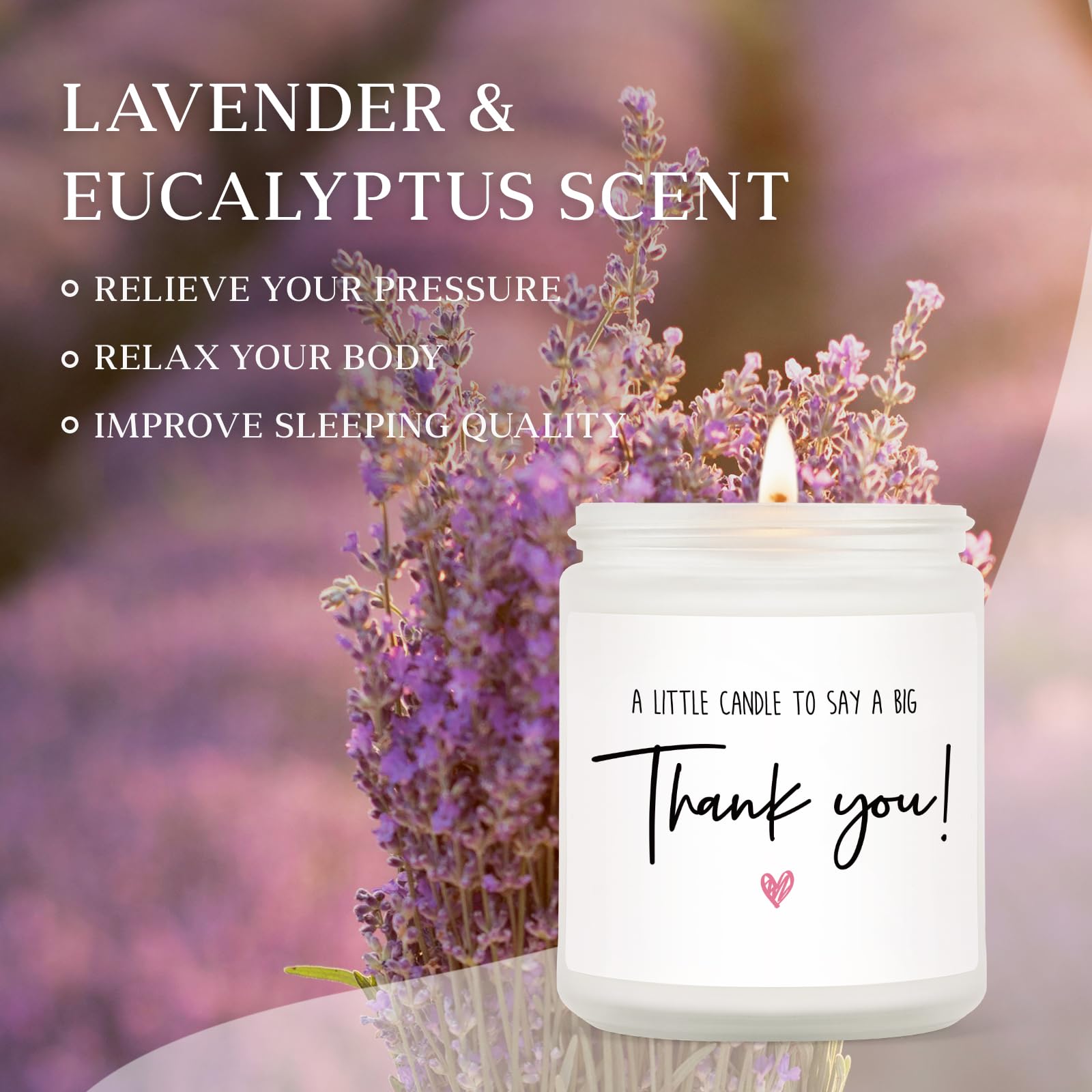 Lavender Scented Soy Wax Candle - 7oz Thank You Gift for Women & Men, Perfect for Hostess, Nurse, Teacher Appreciation | Relaxing Aromatherapy for Home, Office & Spa