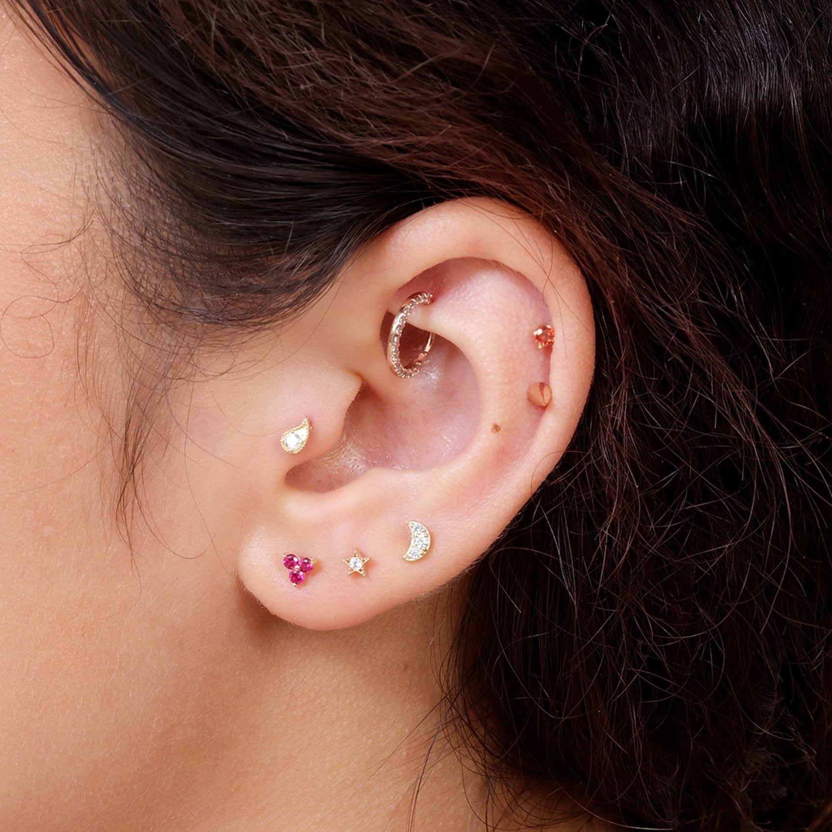14k Solid Yellow Gold Spike Flat Back Stud Earrings for Women - Punk, Gothic & Everyday Fashion Jewelry