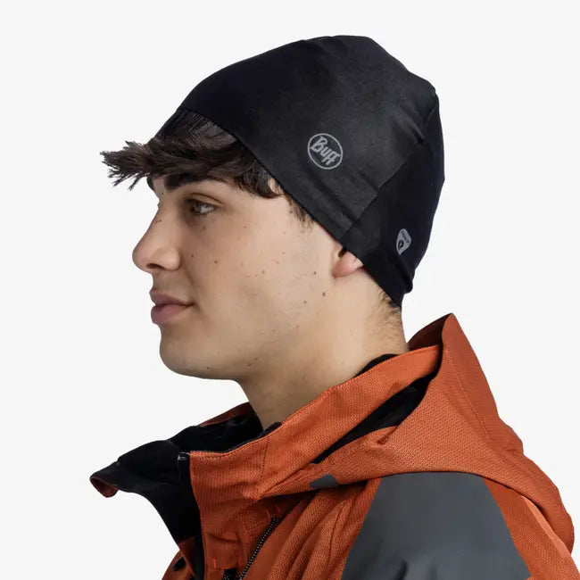 BUFF ThermoNet Beanie for Men & Women - Solid Black Winter Hat for Cold Weather - Warm Fleece Lined Skull Cap for Outdoor Activities, Skiing, Hiking, and Running