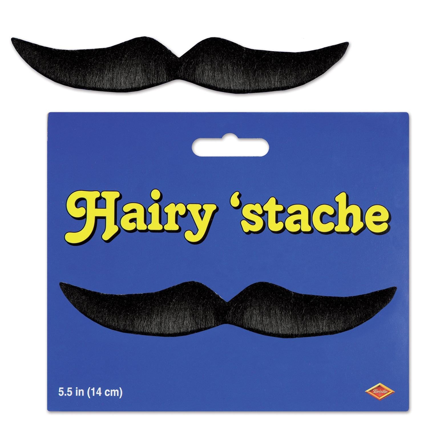 12 Pack Beistle Halloween Hairy Mustache - Black Self-Adhesive Fake Mustaches for Costume Parties, Cosplay & Halloween Decorations