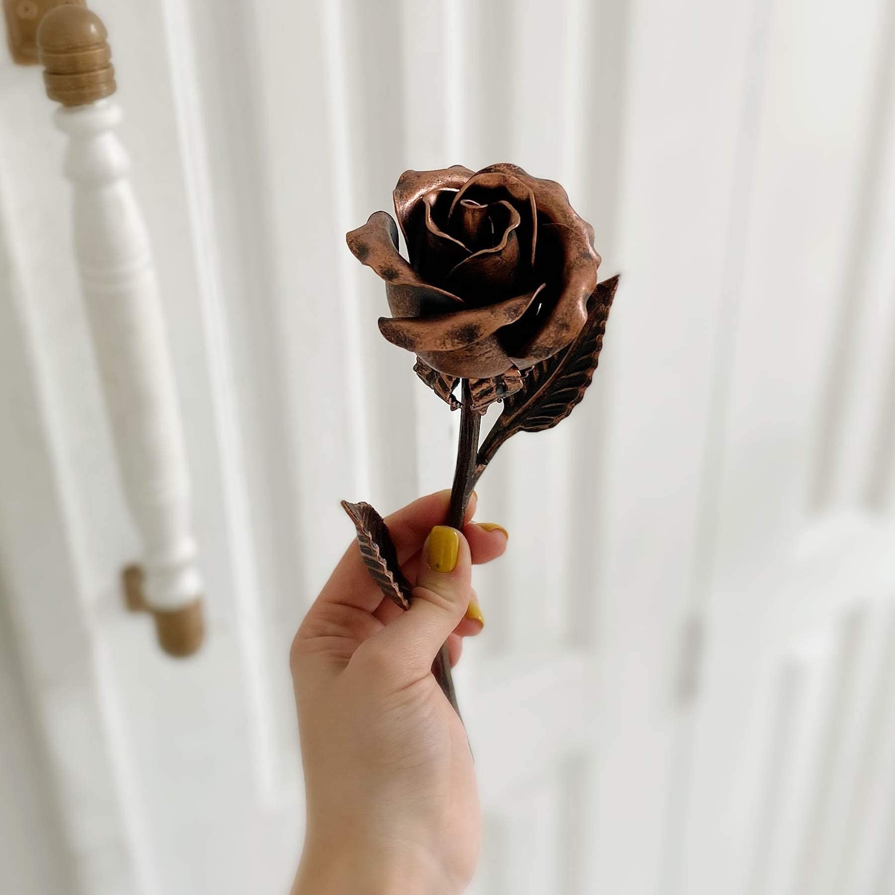 Personalized 7th Anniversary Copper Rose Gift for Wife - Engraved Metal Flower for Couples, Handcrafted Everlasting Artwork | Romantic Wedding Anniversary Present for Him & Her, Perfect for 7 Year Copper or 22 Year Anniversary Celebrations