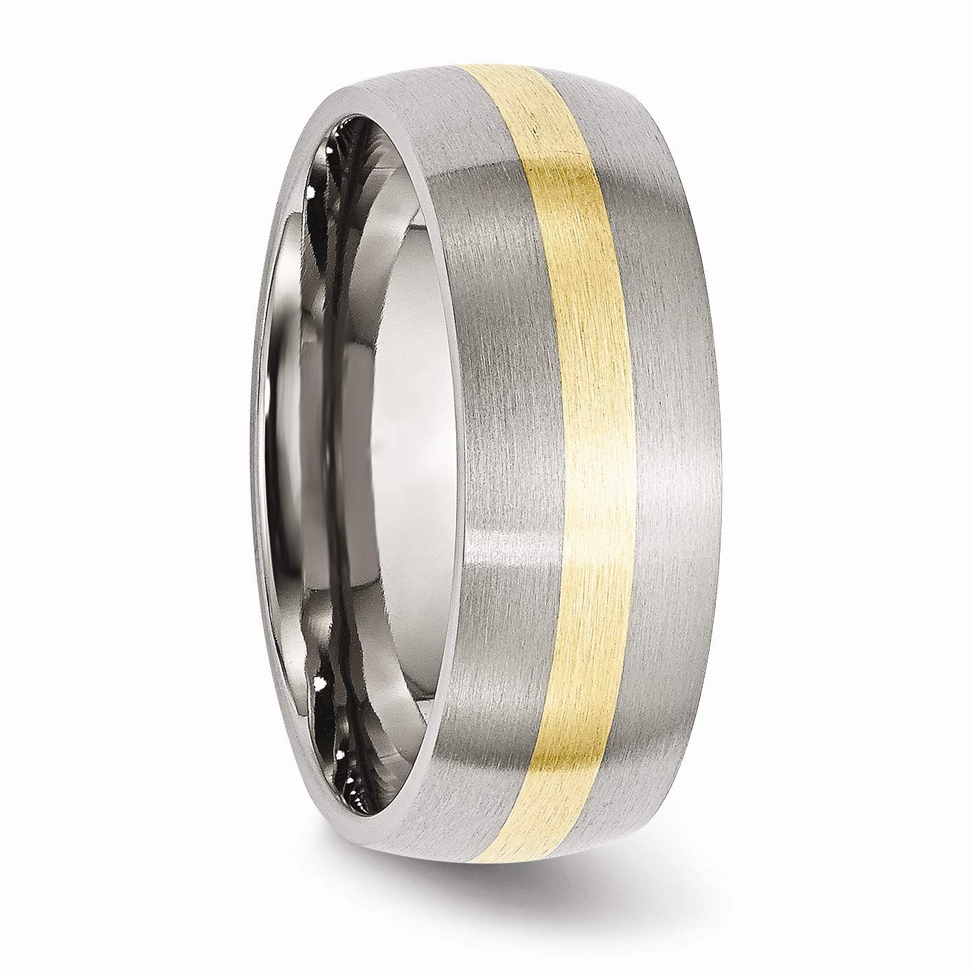 The Black Bow Stainless Steel & 14K Gold Inlay 8mm Satin Unisex Band - Perfect for Weddings, Anniversaries, and Everyday Elegance