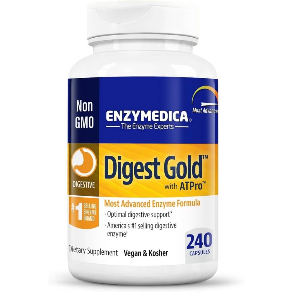 Enzymedica Digest Gold Digestive Enzymes Supplement - 240 Capsules for Gut Health & Digestion Support | Ideal for Bloating, Gas & Food Intolerance Relief