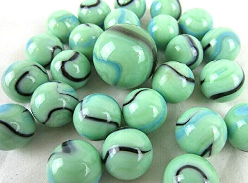 Butterfly Glass Marbles Game Pack - Teal Green/Blue/Black Swirl for Home Decor & Aquarium