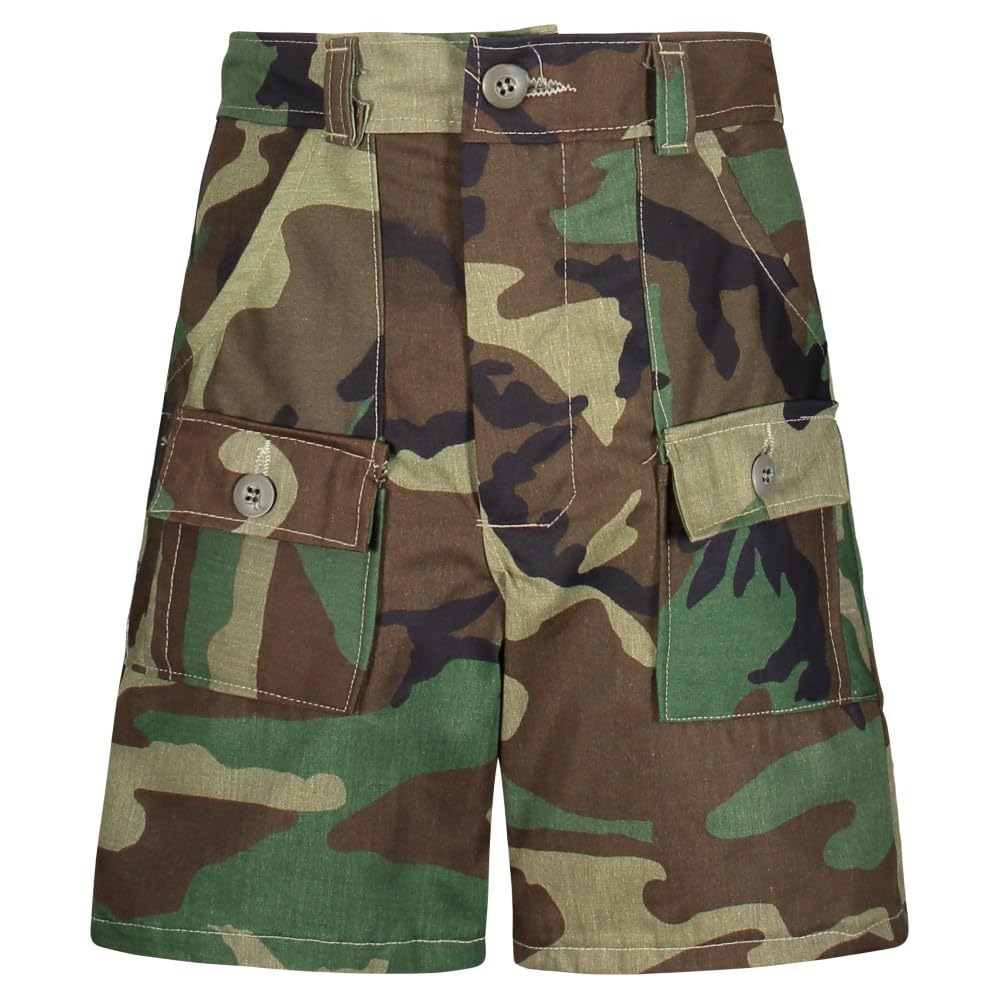 Men's Cargo Walking Shorts - Military Woodland Camouflage Tactical Shorts for Hiking, Camping & Outdoor Adventures