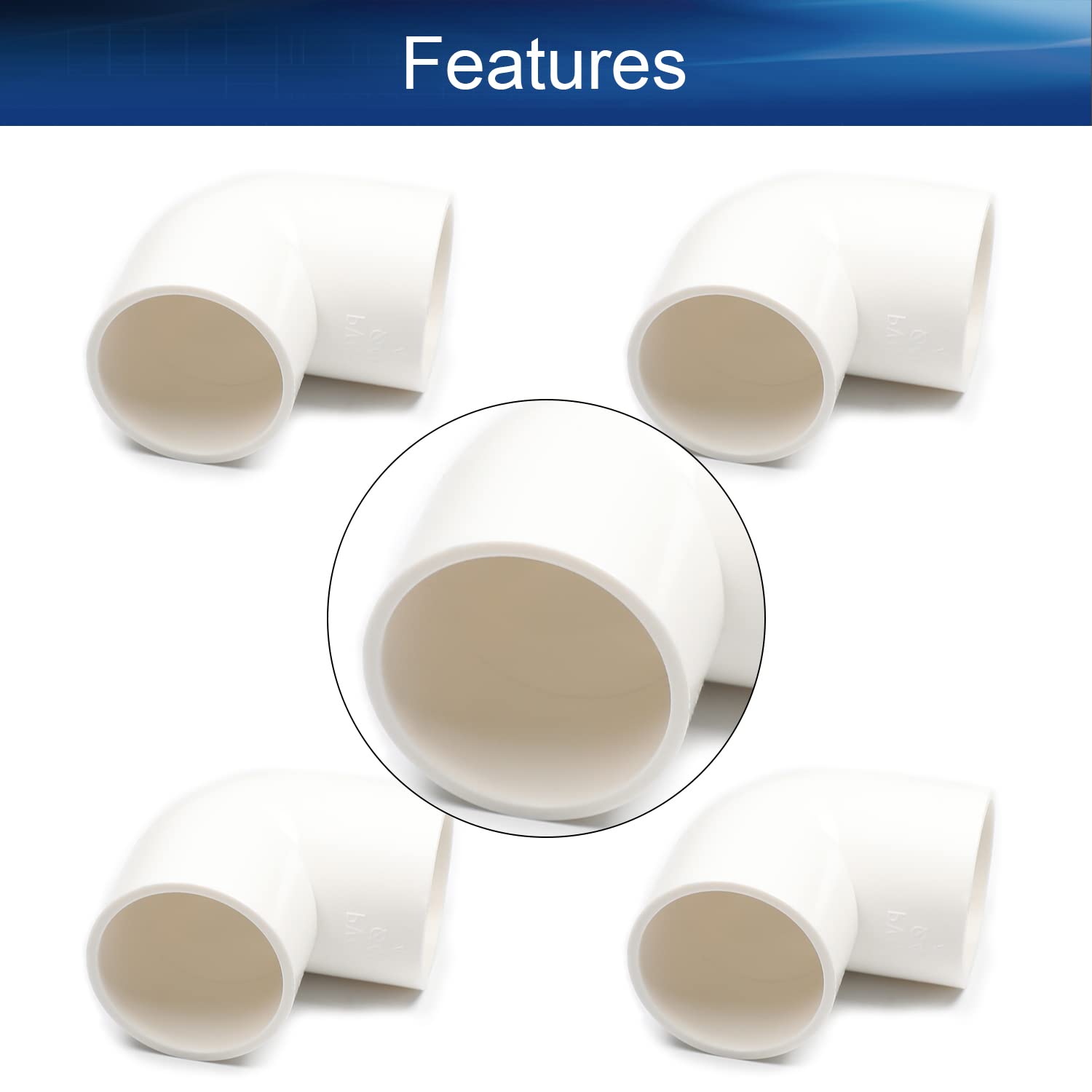 40mm ID Slip 90 Degree PVC Pipe Fitting Elbow Adapter Connector - White (5Pcs) for Garden Hose Irrigation & Watering Systems - Perfect for DIY Plumbing, Sprinkler Systems, and Outdoor Water Supply