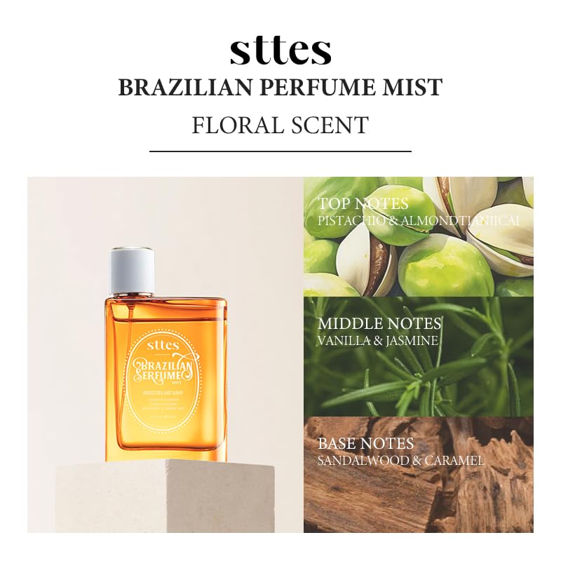 Brazilian Vanilla Pistachio Caramel Sunflower Perfume Spray for Women - 3.4 fl oz Hair & Body Fragrance | Romantic Date, Office & Special Occasion Scent