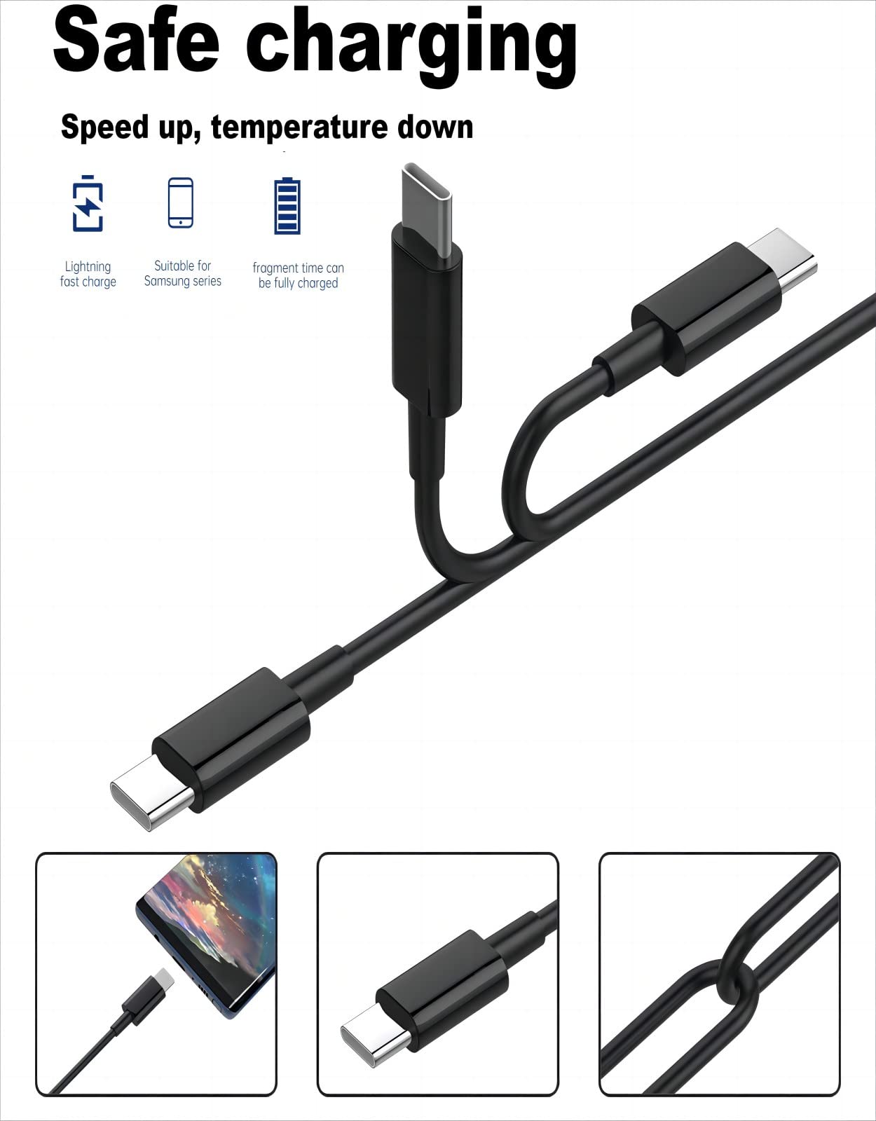 Samsung 25W Fast Charger with 1M USB-C to USB-C Cable - PD 3.0 Quick Charge for Samsung Galaxy A53/A14/S21/S22/Z Flip5 - Travel & Home Charging Solution - Perfect for Office, Car and Nightstand Charging