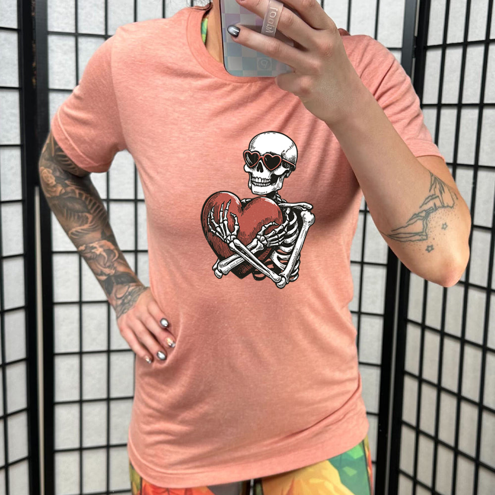 Unisex Skeleton Hug Shirt - Funny Bone Print T-Shirt for Men & Women - Perfect for Halloween Costumes, Cosplay, and Casual Wear