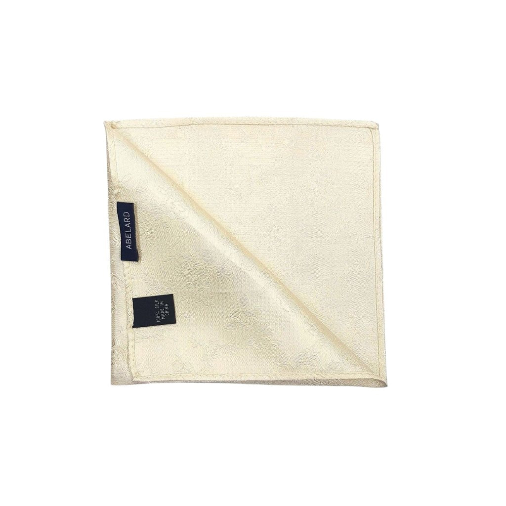 ABELARD Paisley Pocket Square in Ivory - Premium Silk Pocket Square for Men's Formal Attire, Weddings & Business Events